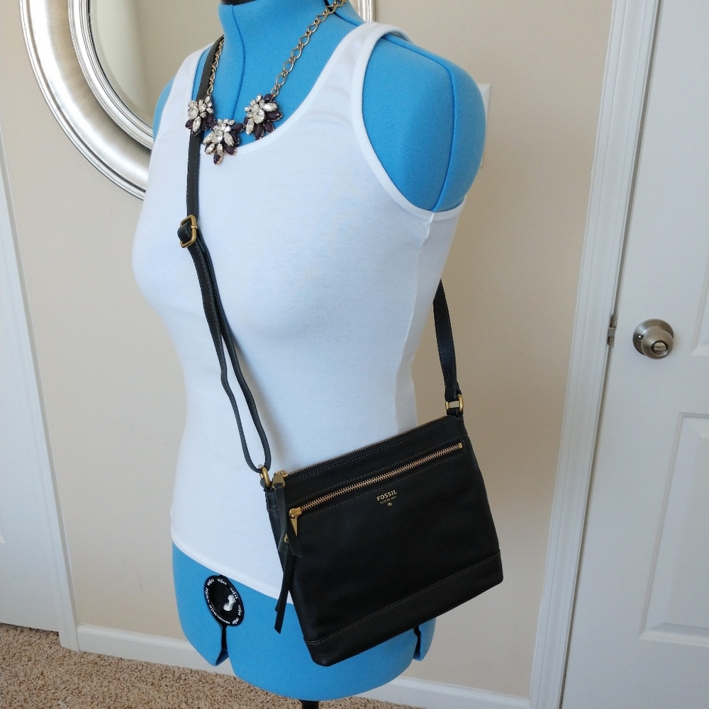 Fossil Crossbody Bag Black Genuine Leather